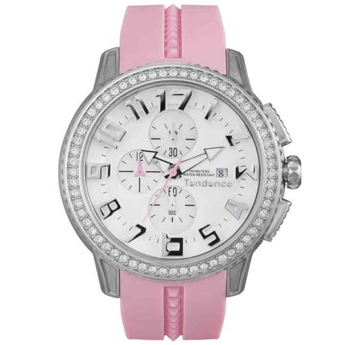 DOME CHR WITH STONES SILVER AND PINK MOP DIAL